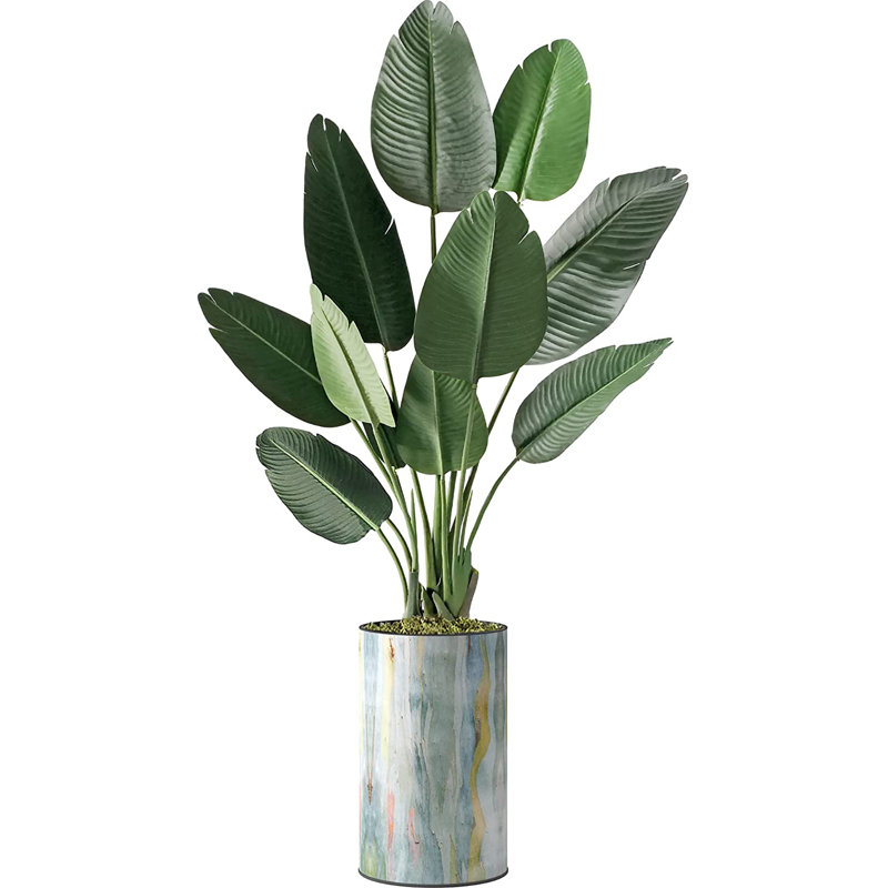 Artificial Tree in Modern Geometric Pattern Planter, Fake Eucalyptus Silk Tree, Artificial Plant for Indoor high quality and Outdoor Home Decoration